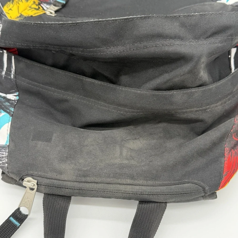 JanSport Black Multicolor Graphic Backpack School Bag Floral Red Yellow Blue
